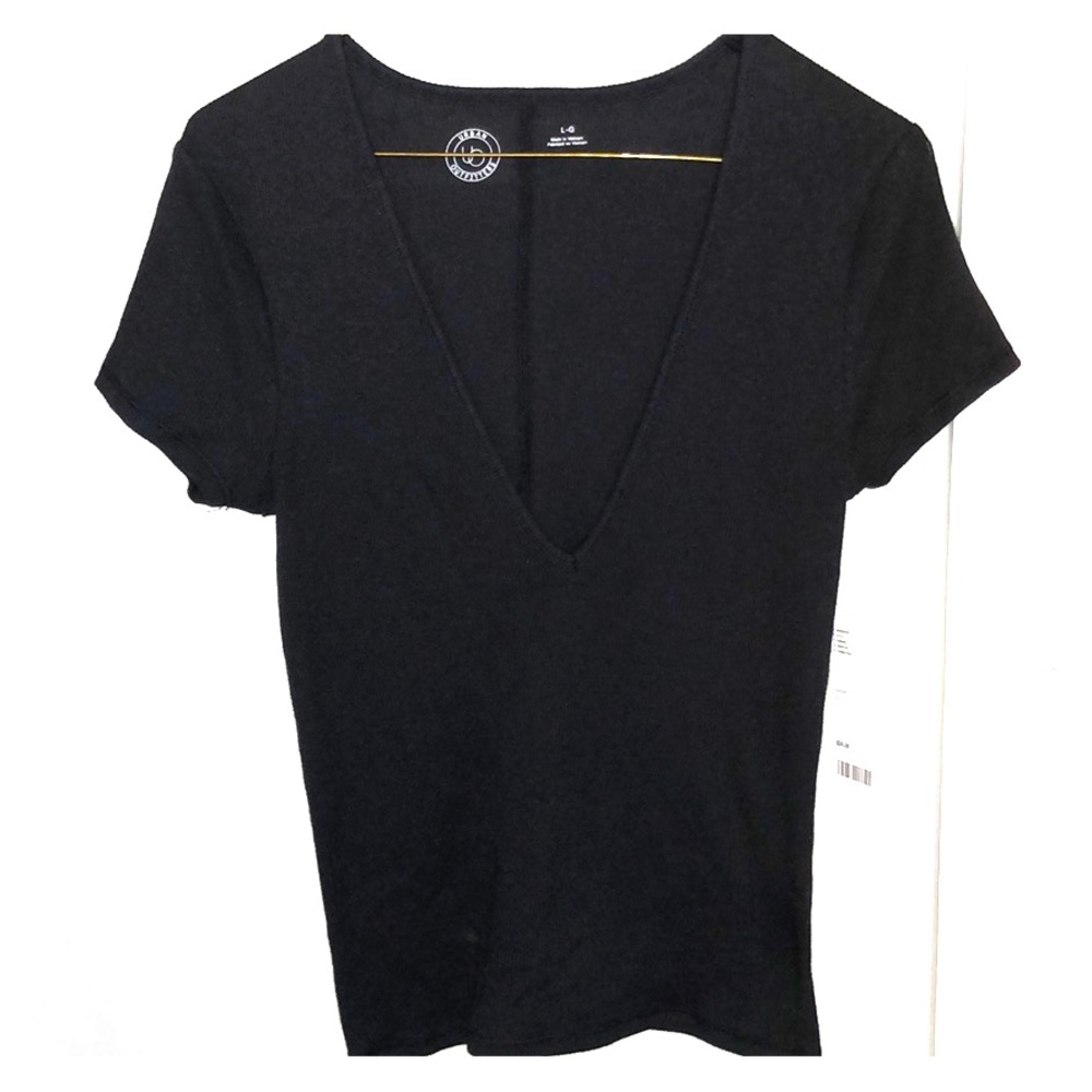 NEW Ribbed Deep V Neck Tee